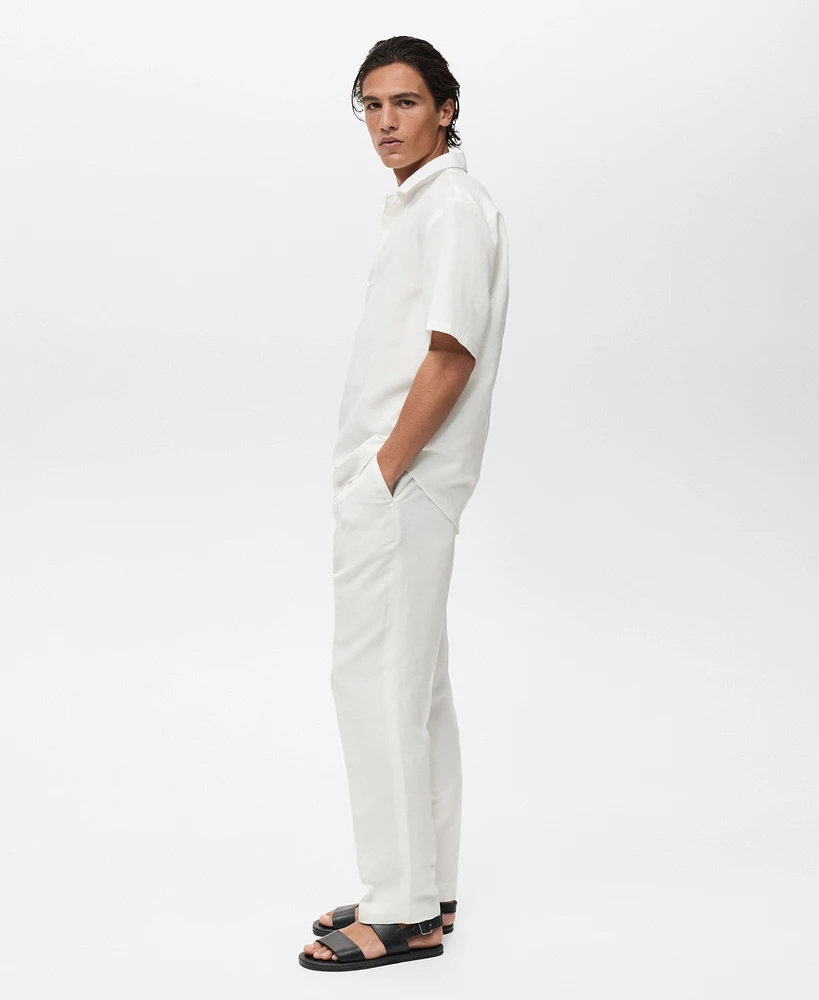 Mango Men's Lyocell Linen Regular-Fit Polo Shirt