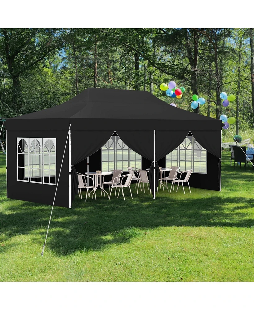 10 x 20 Feet Pop up Canopy with 6 Sidewalls Windows and Carrying Bag