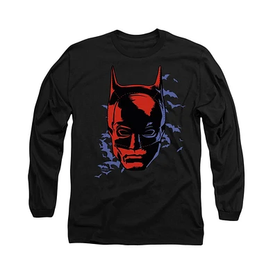 Batman Men's The Shadowed Headshot Long Sleeve Adult Tee / T-Shirt