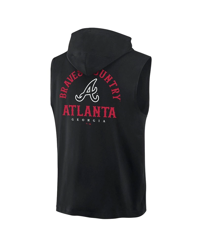 Fanatics Men's Black Atlanta Braves Fire Speed Sleeveless Pullover Hoodie