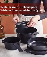 Alva Neat 5-Piece Recycled Aluminum Ceramic Nonstick Cookware Nesting Set, Black