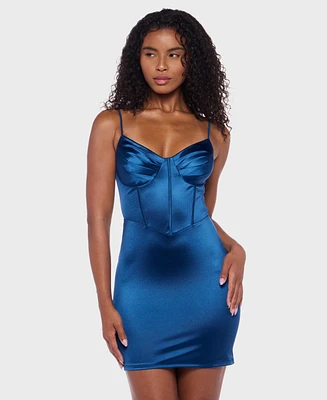 B Darlin Juniors' Sweetheart Satin Bodycon Dress