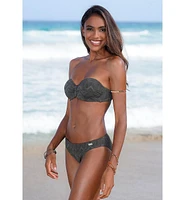 Lascana Women's Textured Bandeau Bikini Swimsuit Top Bra Sizing