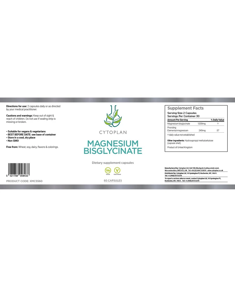 Cytoplan Magnesium Bisglycinate 60 (caps) Usa