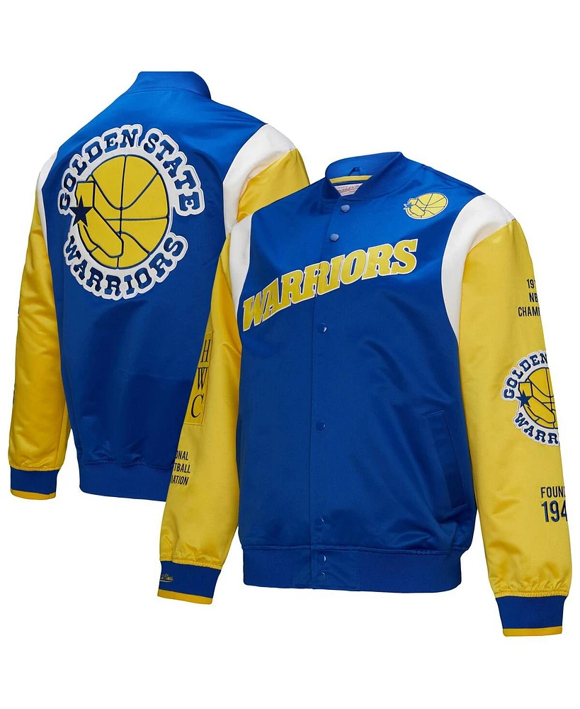 Mitchell & Ness Men's and Women's Royal Golden State Warriors Vintage Team Origins Satin Full-Snap Jacket