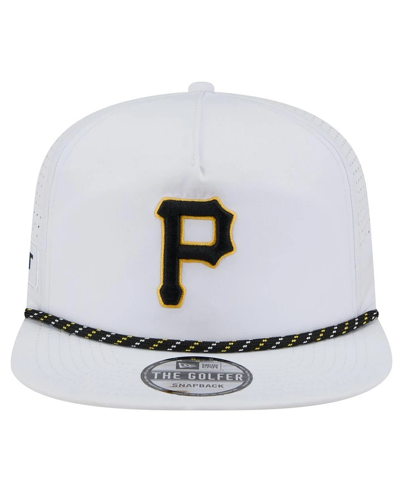 New Era Men's White Pittsburgh Pirates Perforated Golfer Snapback Hat