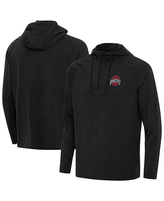 Antigua Men's Heather Ohio State Buckeyes Spikes Quarter-Zip Hoodie
