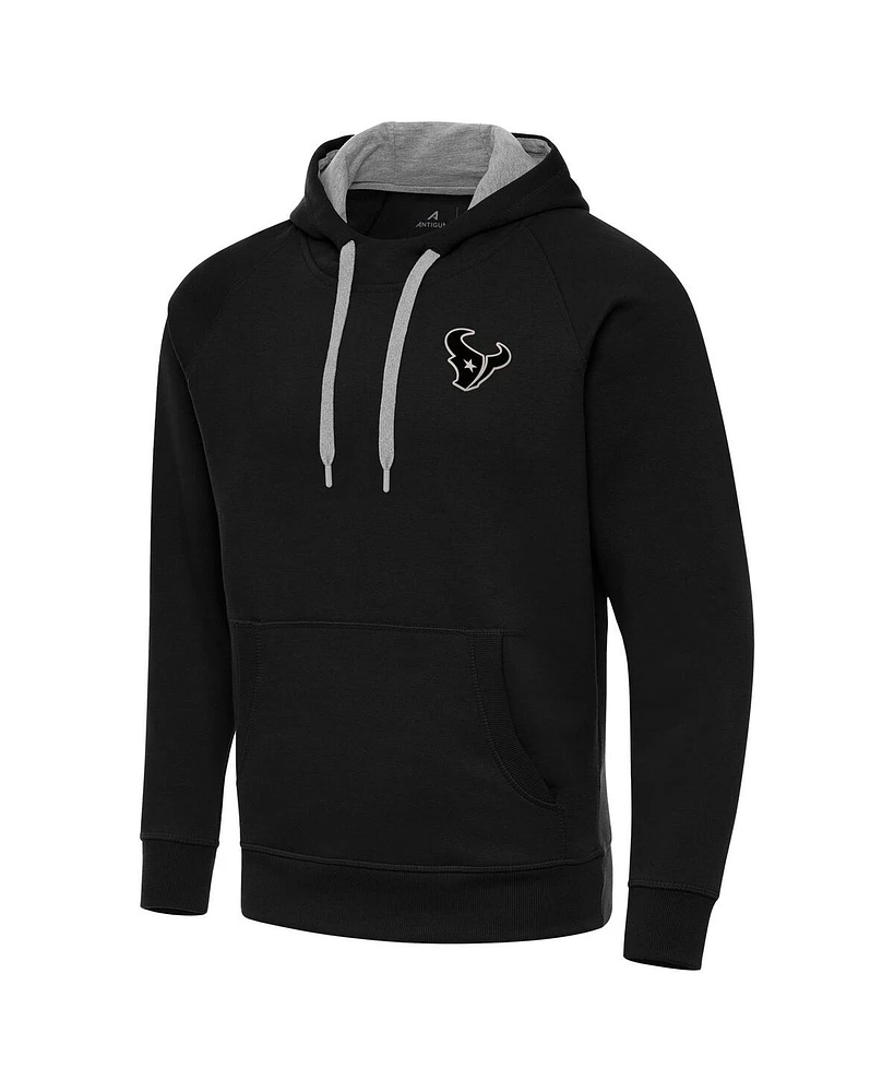 Antigua Men's Black Houston Texans Brushed Carbon Victory Pullover Hoodie