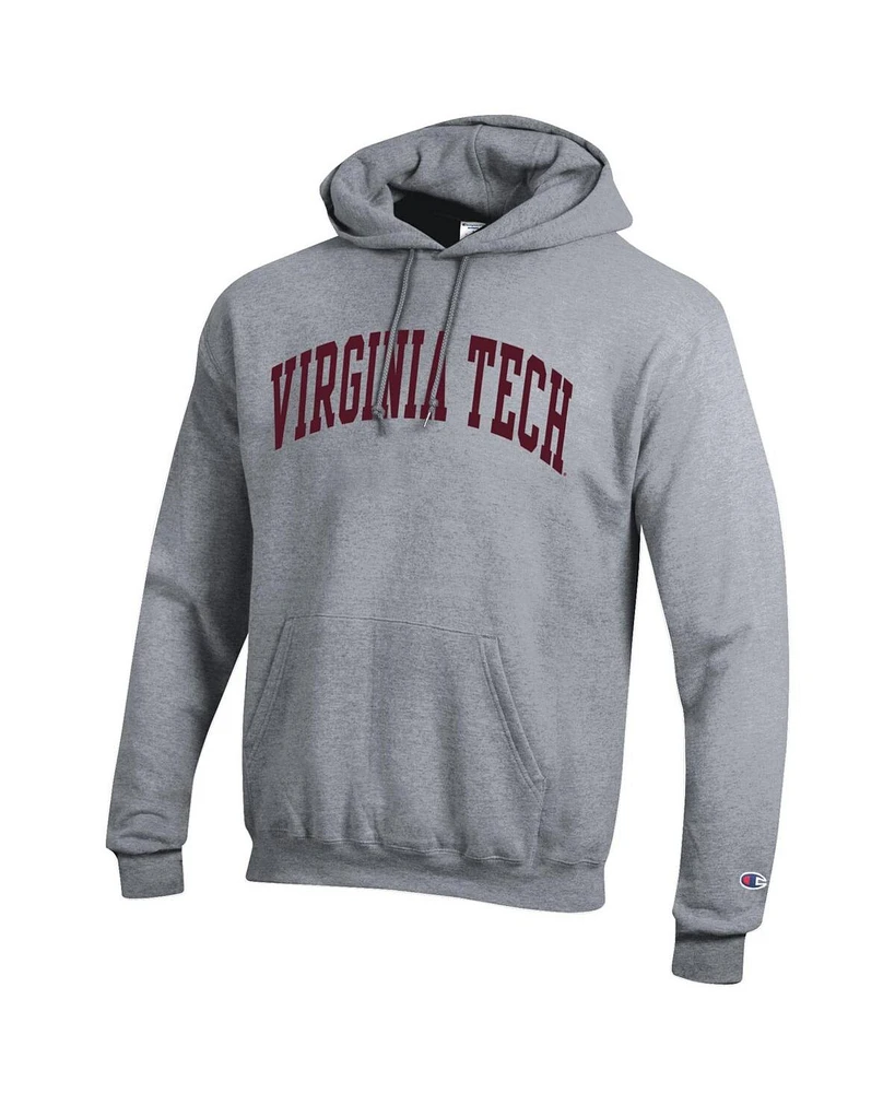Champion Men's Heather Gray Virginia Tech Hokies Basic Arch Fleece Pullover Hoodie