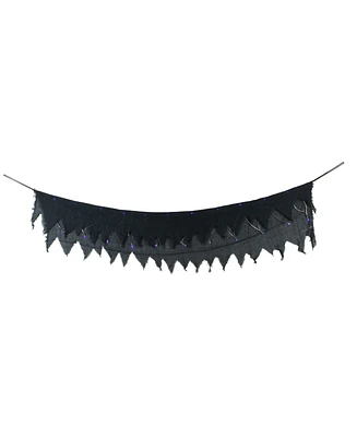 Northlight 7075" Lighted Raggedy Halloween Valance with Purple Led Lights