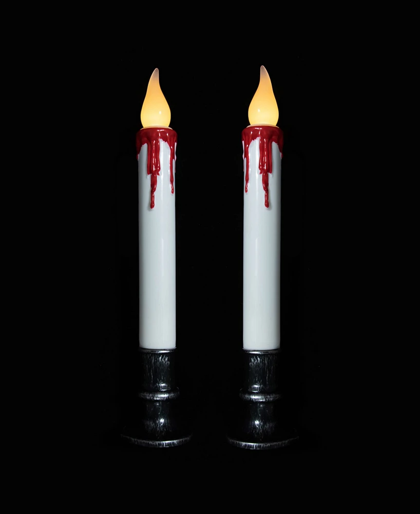 Northlight Led Dripping Blood Halloween Taper Candles with Timer, Set of 2