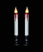 Northlight Led Dripping Blood Halloween Taper Candles with Timer, Set of 2
