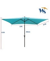10 x 6.5t Rectangular Patio Solar Led Lighted Outdoor Umbrellas with Crank and Push Button Tilt