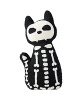 Glitzhome Halloween Hooked Skeleton Cat Shaped Decorative Pillow, 9" x 4"