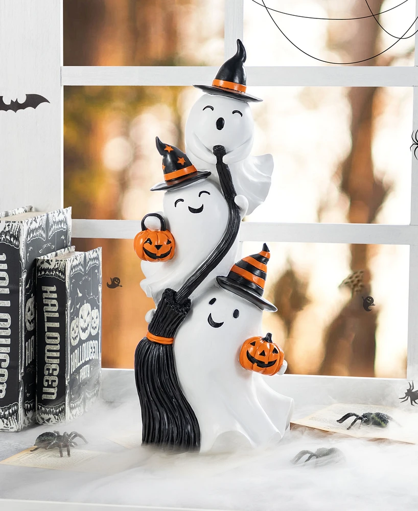 Glitzhome 21.75" Halloween Resin Stacked Ghost Porch Decor