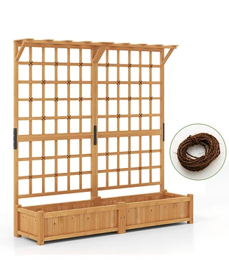 Slickblue Large Planter Container with Trellis and Hanging Roof