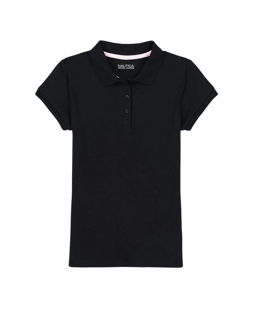 Nautica Big Girls Short Sleeve Interlock Polo Shirt