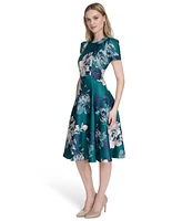 Calvin Klein Women's Scuba Floral-Print Fit & Flare Dress