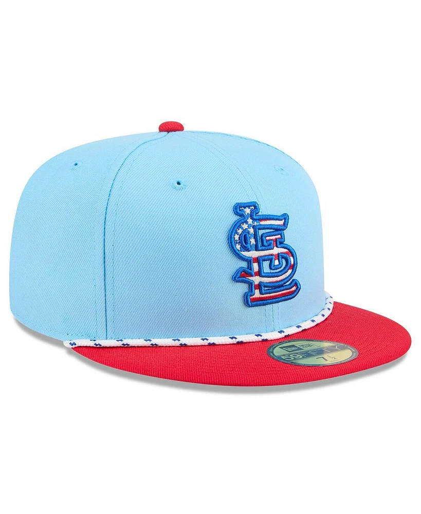 New Era Men's Light Blue/Red St. Louis Cardinals 2025 Fourth of July 59FIFTY Fitted Hat
