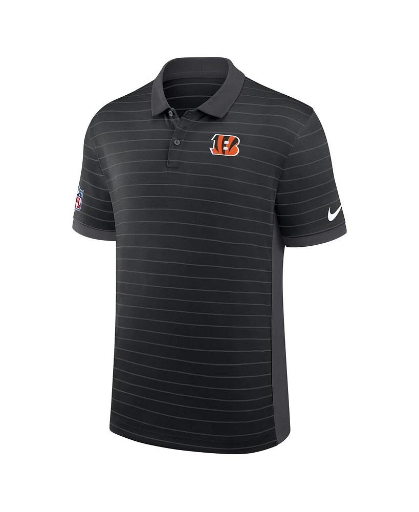 Nike Men's Black Cincinnati Bengals Sideline Victory Stripe Performance Polo Shirt