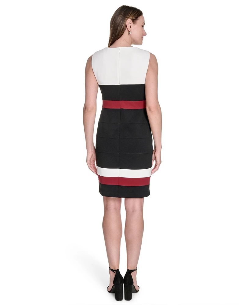 Tommy Hilfiger Women's Scuba Crepe Colorblocked Sheath Dress