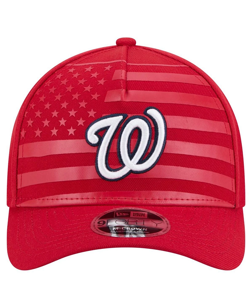 New Era Men's Red Washington Nationals American Flag 9FORTY M-Crown A-Frame Adjustable Hat