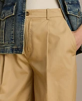 Lauren Ralph Women's Pleated Cotton Twill Wide-Leg Pants
