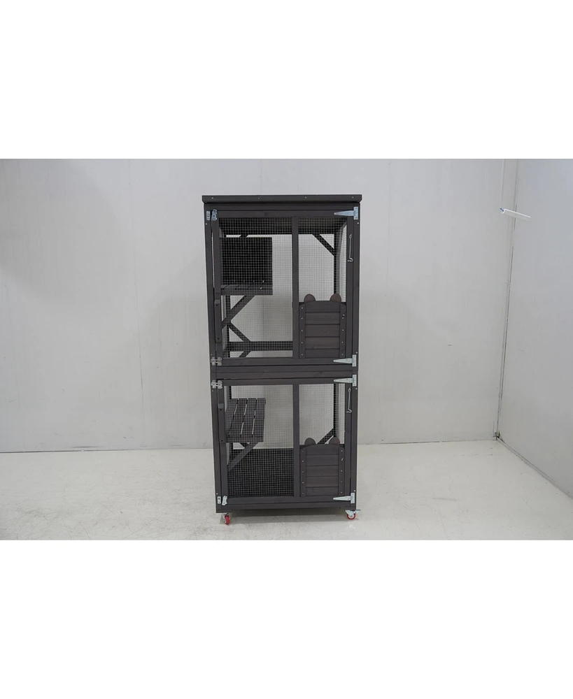 Streamdale Furniture Catio Large Wooden Cat House on Wheels