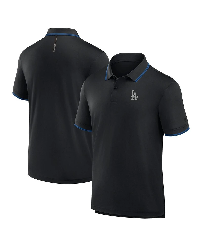 Fanatics Men's Black Los Angeles Dodgers Front Office Move Mono Pique Polo Shirt