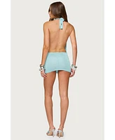 Edikted Women's Cowl Neck Backless Knit Mini Dress