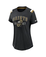 Nike Women's Heather Black New Orleans Saints Playback Athlete Historic Fashion T-Shirt