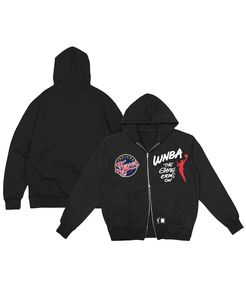 Round21 Men's and Women's Black Indiana Fever Double-Zip Hoodie