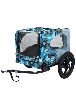 Streamdale Furniture Heavy Duty Pet Bike Trailer - All-Terrain Wheels, Blue/Grey