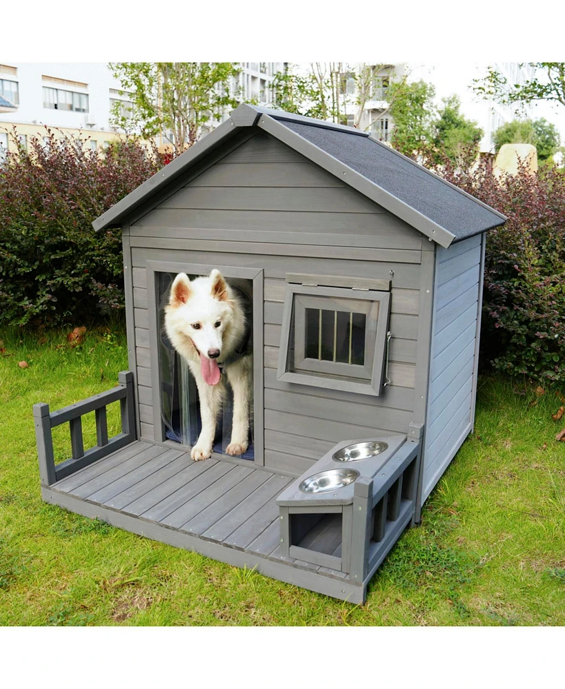 Streamdale Furniture Large Balcony Dog House with Terrace & Cleaning Mat