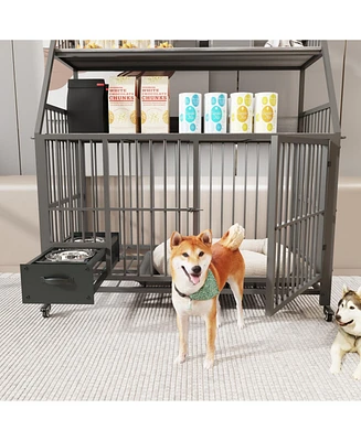 Streamdale Furniture Large Pet Cage with Storage - Black/Gray