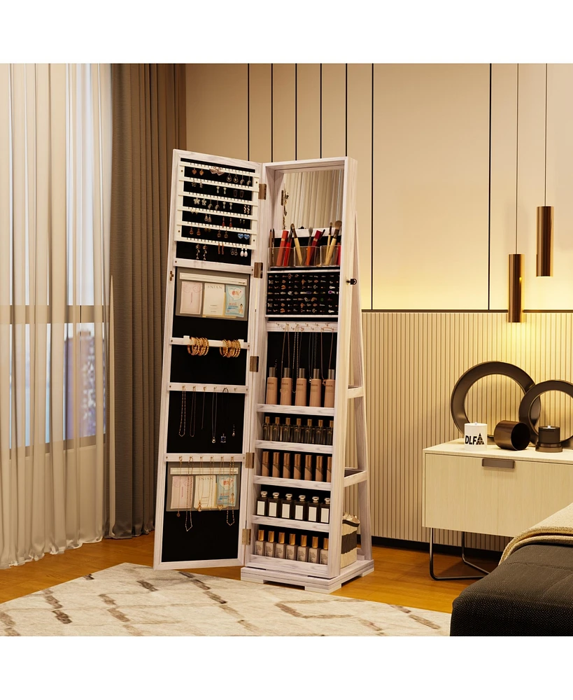 Vlsrka 360° Rotating Led Jewelry Armoire