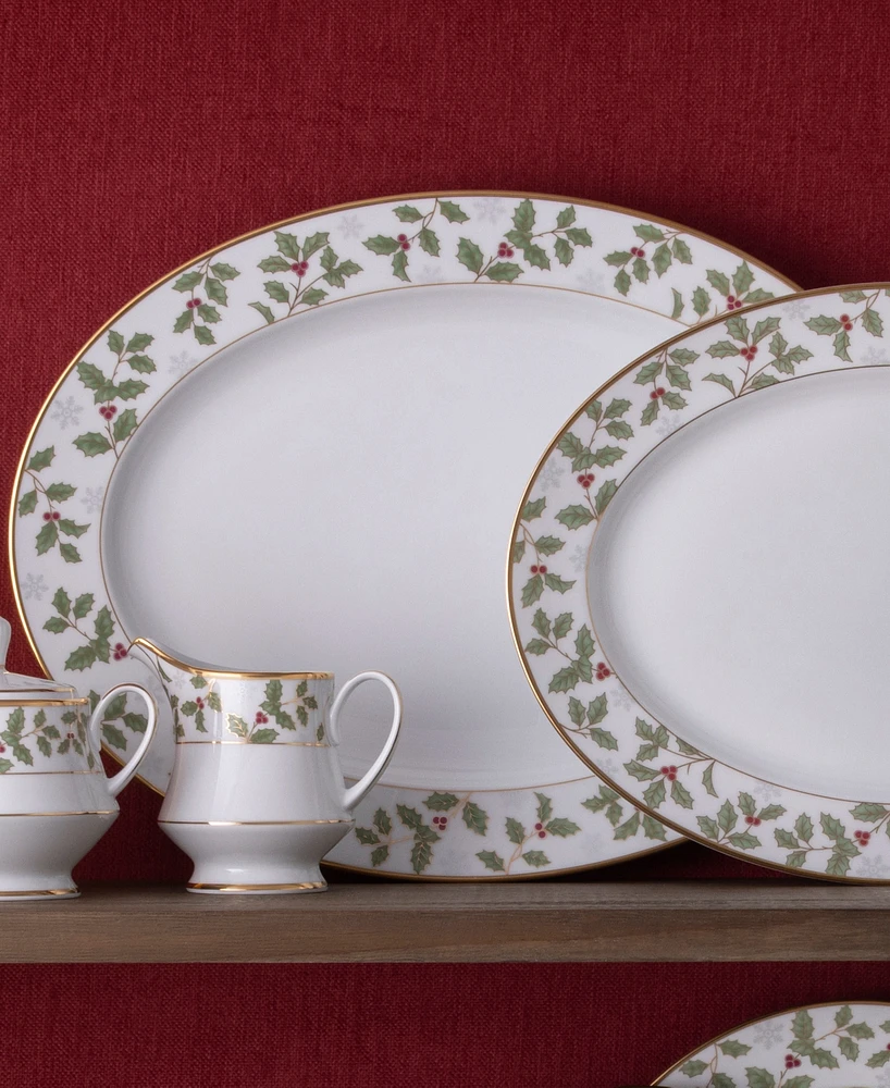 Noritake Holly & Berry Gold Oval Platter