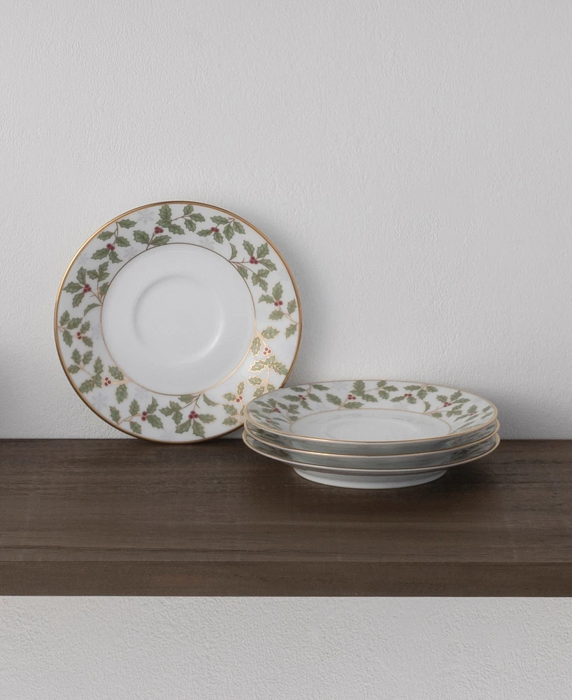 Holly Berry 6" Saucer, Set of 4