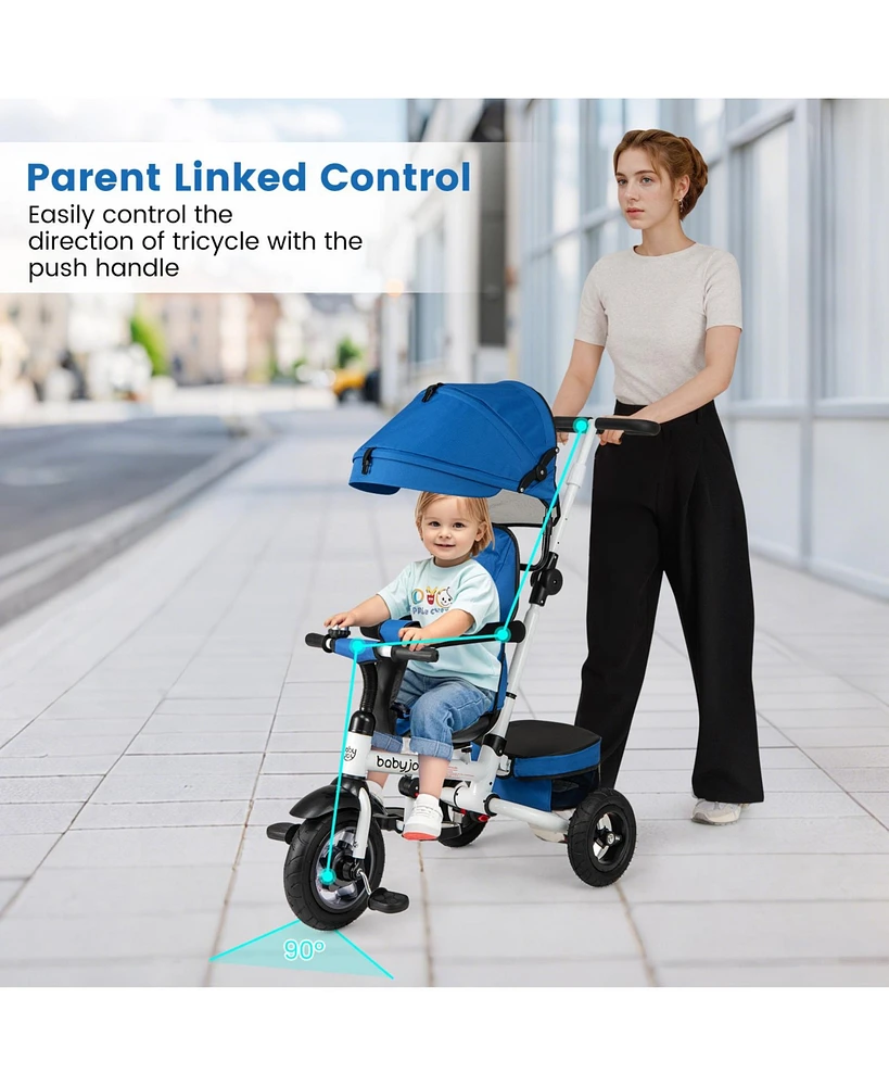 Costway Toddler 5-in-1 Folding Trike 1-5 Years Old with Safety Harness Storage