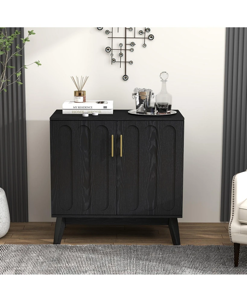 Casainc Mid Century Modern Kitchen Cabinet with Adjustable Shelves & Solid Wood Legs
