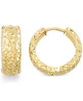 Textured Huggie Hoop Earrings in 14k Gold