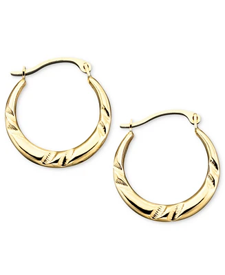 10k Gold Small Polished Pinched Hoop Earrings