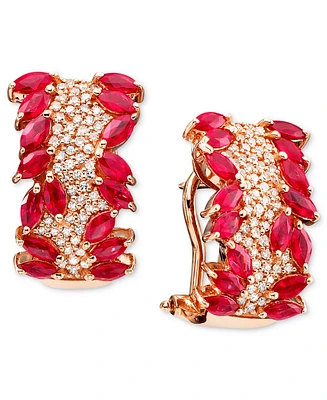 Effy Ruby (3-5/8 ct. t.w.) and Diamond (1/2 ct. t.w.) Earrings in 14k Rose Gold