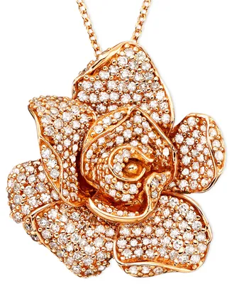 Effy Diamond Flower Pendant Necklace in 14k Rose Gold (1 1/3 ct. t.w.)