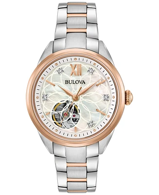 Bulova Women's Automatic Diamond Accent Two-Tone Stainless Steel Bracelet Watch 34mm 98P170
