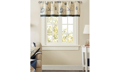 Cotton Seashell Printed Valance For Bedroom and kitchen, 18 inch valances for windows for Living Room, Rod Pocket Top Fits Up To 1.25" Diamter Ro