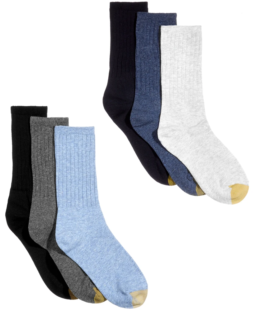 Gold Toe Women's 6-Pack Casual Ribbed Crew Socks