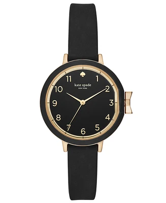 kate spade new york Women's Park Row Black Silicone Strap Watch 34mm