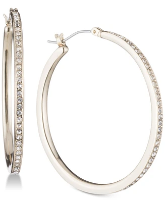 Dkny Gold-Tone Pave 1" Skinny Hoop Earrings