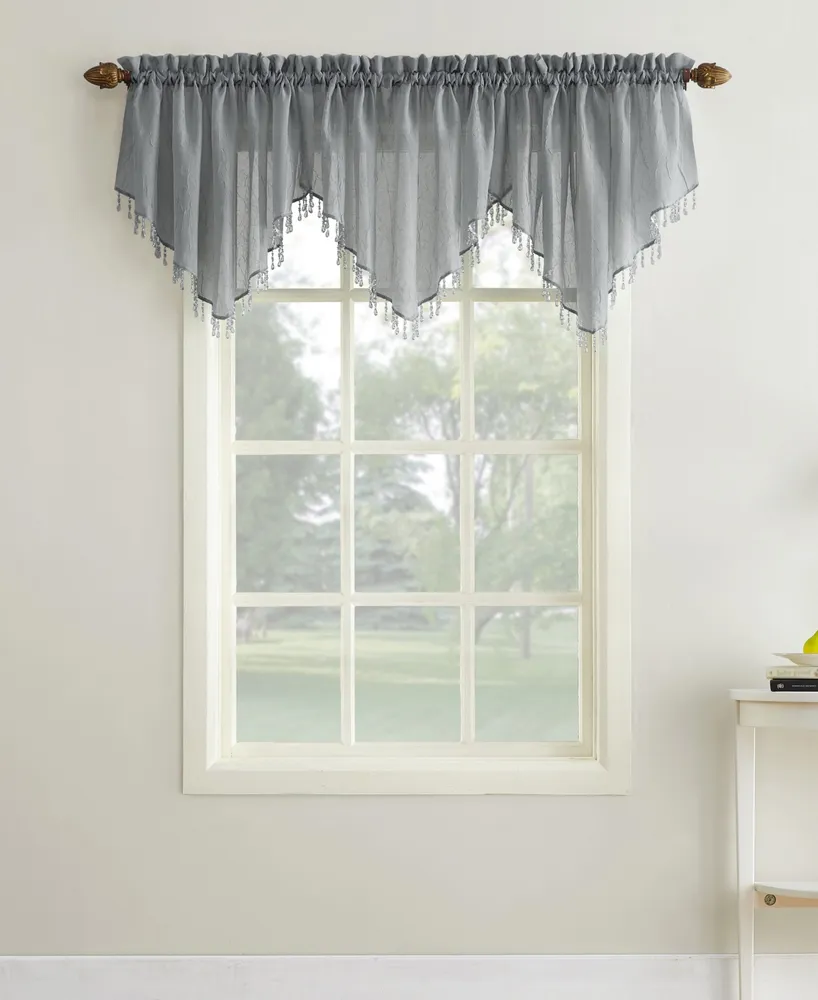 Crushed Sheer Voile Ascot Beaded Rod Pocket Curtain Valance